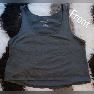 American Eagle, size small, basic dark gray cropped tank.